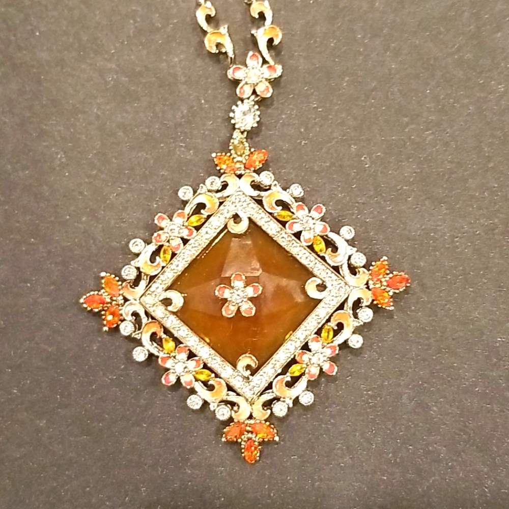 Swarovski crystal, bead and resin necklace